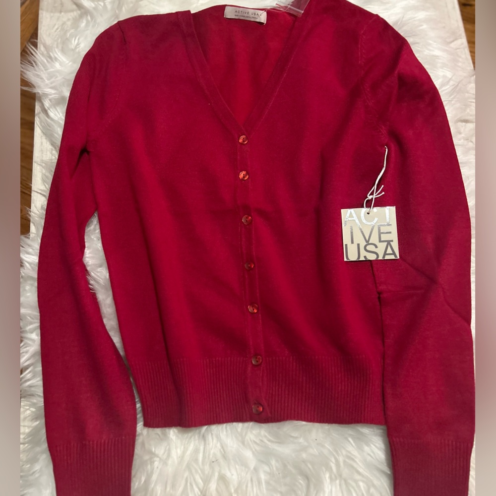 Red bottom up sweater